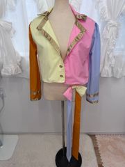 シースルー マルチカラー カラフル メッシュ ショート丈 トップス 