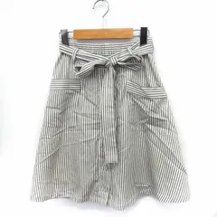 マジェスティックレゴン MAJESTIC LEGON スカート ストライプ リボン 台形 コットン 綿 F グレー 灰 ホワイト 白 /FT28