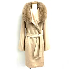 マックスマーラ MAX MARA STUDIO MANGO ラップ ファー コート カシミヤ ベージュ 42【中古】