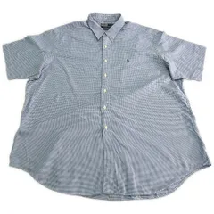 Polo by Ralph Lauren ポロ ラルフローレン LOWELL SPORT 半袖シャツ 大きいサイズ グレンチェック ブルー(メンズ XXL)中古 古着 X7998
