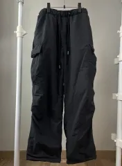 (起毛) ブラック カーゴ ジョガー パンツ