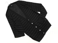 Paul Smith ポールスミス リネン混 Vネック ボーダー カーディガン sizeL/黒 ■◇ メンズ