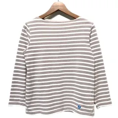 【中古】　ORCIVAL　バスクシャツ　長袖カットソー　総柄　ボーダー柄　ワッペン付き　マリン　レディース　古着　/2402