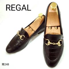 美品】REGAL 23 バーガンディ ビットローファー クロコダイル 型押し