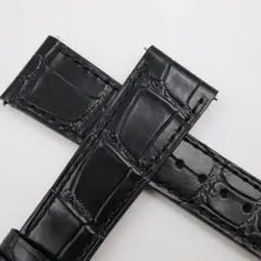 【18mm-16mm】マットクロコダイル ブラック 腕時計 ベルト レザー leather belt