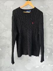 ポロ ラルフローレン ケーブル編み メンズ ニット ブラック L
