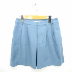 スピック&スパン Spick&Span パンツ ハーフ ひざ丈 ジップフライ 薄手 無地 シンプル 麻 リネン混 38 青 ブルー /TT22