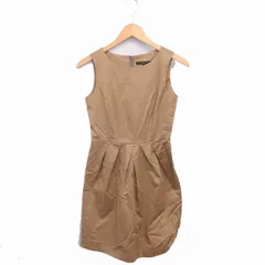 ラピスルーチェパービームス LAPIS LUCE PER BEAMS ワンピース 膝下丈 プルオーバー ボートネック ノースリーブ 36 ベージュ 茶 /TT17