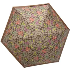 ◇COACH コーチ シグネチャー フラワー柄  折り畳み雨傘  ブラウン カバー 箱付き レディース アンブレラ