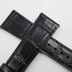 【19mm-16mm】マットクロコダイル ブラック 腕時計 ベルト レザー leather belt