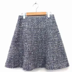 クチュールブローチ COUTURE BROOCH フレア スカート ツイード 膝上 ミニ ウール混 総柄 ラメ混 36 ブラック 黒 パープル 紫 /HT1