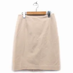 アナイ ANAYI 台形 スカート 膝丈 無地 シンプル スリット ストレッチ 綿混 38 ベージュ /HT30
