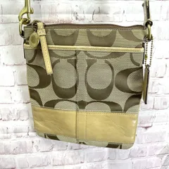 COACH　コーチ 41644　シグネチャー　ショルダーバッグ　ポシェット　ベージュ系　ゴールド金具