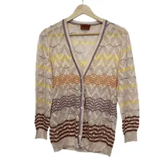 MISSONI(ミッソーニ) カーディガン サイズ44 L レディース美品  - ライトピンク×イエロー×マルチ 長袖/ニット