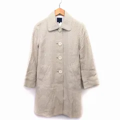 シップス SHIPS ステンカラー コート ミドル丈 総柄 パイピング スリット コットン 綿 M ベージュ /HT27