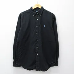 XL/古着 ラルフローレン 長袖 ブランド シャツ メンズ 90年代 90s ワンポイントロゴ コットン ボタンダウン 黒【spe】 26mar16