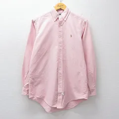 L/古着 ラルフローレン 長袖 ブランド シャツ メンズ 90年代 90s ワンポイントロゴ オックスフォード コットン ボタンダウン ピンク 26mar16のサムネイル