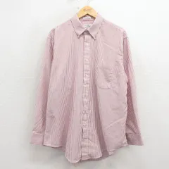 XL/古着 シアーズ ローバック 長袖 シャツ メンズ 90年代 90s 大きいサイズ ボタンダウン USA製 エンジ他 ストライプ 26mar16