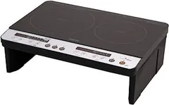 【中古】アイリスオーヤマ 2口 IHクッキングヒーター 工事不要 1400W 100V 脚付き ブラック IHK-W12SP-Bのサムネイル