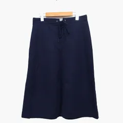 スピック&スパン Spick&Span Aライン スカート ロング レースアップ リボン 無地 ウール 毛 38 ネイビー 紺 /HT19