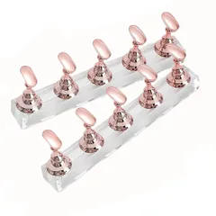 【在庫セール】ネイルホルダー ネイルアート ネイル練習 アクリル ネイル用品 台座 磁気 マニキュア工具 チップスタンド ディスプレイ ネイル マグネット (ローズゴールド 10本セット シングル) ネイルスタンド