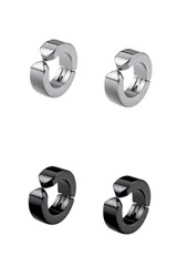 【特価セール】黒 1色ずつ シルバー ノンホールピアス フェイクピアス 2組(4個)セット イヤリング 男女兼用 メンズ フリーサイズ 挟むだけ イヤーカフ 穴不要 痛くない wumio シンプル