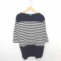 アースミュージック&エコロジー EARTH MUSIC & ECOLOGY ワンピース ひざ丈 プルオーバー ボーダー ボートネック 長袖 F ネイビー アイボリー 紺 白 /TT31