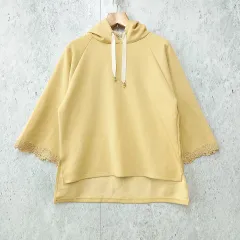 axes femme アクシーズファム ダンボールニット ポンチョ パーカー レース フェミニン イエロー Fサイズ ◎_〇□