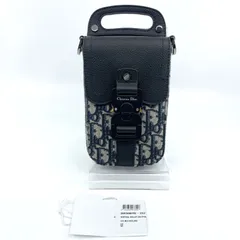 Christian Dior クリスチャン ディオール オブリーク ジャカード サドル バーティカルポーチ ショルダーバッグ　キャンバス×レザー 2ADCA446YKS
