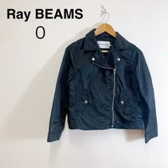 Ray BEAMS ナイロン ライダースジャケット 黒 レディース ショート丈 ダブル ライダース アウター レイビームス Nylon Riders Jacket Black 0のサムネイル
