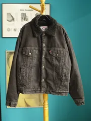 【Made in USA】Levi's ボアデニムジャケット デニムジャケット ブラック M トラッカージャケット アメカジ 襟ボア リーバイス