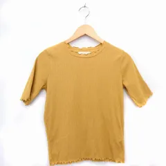 ローリーズファーム LOWRYS FARM カットソー Tシャツ クルーネック 半袖 リブ M マスタード からし色 /HT2