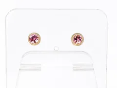 K10YG ピンクトルマリン ピアス 約3mm スタッドピアス 10金イエローゴールド シンプル ポスト0.6mm