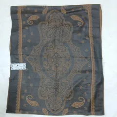 MICHEL LEGER PARIS ミッシェルレジェ パリ ストール タグ付きマフラー 黒 茶 ペイズリー 総柄 レーヨン 薄手 レディース メンズ