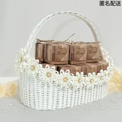 【受注制作】L プチギフト入れ バスケット｜結婚式 受付バスケット｜ウェディング フラワーかご｜手編みブライダルバスケットのサムネイル