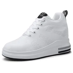 レースアップ 8cm厚底 厚底シューズ シークレットシューズ 美脚 ヒールアップ 厚底 レディーススニーカー 軽量 厚底スニーカー レディース 身長アップ インヒールスニーカー [Fainyearn]