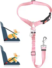 Decoration】ペット用 犬 シートベルト 車専用リード 【Charming [正規品] 助手席 飛び出し防止ヘッドレスト 伸縮性あり 長さ調節可 (ピンク)