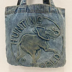 1230　HUNTING WORLD　ハンティングワールド　トートバッグ　デニム　ロゴ　レディース　メンズ　ユニセックス　シンプル　きれいめのサムネイル