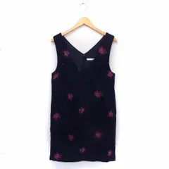 エージーバイアクアガール AG by aquagirl ワンピース ノースリーブ ジャンパースカート 膝丈 刺繍 S ネイビー /ST18