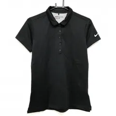 【美品】ナイキ 半袖ポロシャツ 黒 ピンドット 袖ロゴプリント DRI-FIT レディース L ゴルフウェア NIKE
