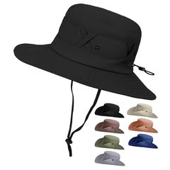 【新品】 [Lhyxuuk] 狩獵帽 男士 帽子 UV防護 透氣 顯臉小 防水加工 完全遮光 防紫外線 日曬預防 網眼 防水輕量 可摺疊帽 透氣速乾 防風繫繩 尺寸可調 易攜帶 登山 釣魚 健行 園藝 自行車 洗
