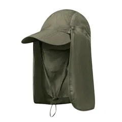 【新品】 [ミタス] 日よけ帽子 サファリハット UV対策キャップ メンズ レディース 5WAY仕様 フェイスマスク付き 折り畳み可能 ネックシェード TN-SUSV-KHK