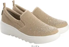 スリッポン スニーカー レディース 厚底 ラメ ニット 軽量 疲れにくい キラキラ 痛くない 歩きやすい ウェーブソール  おしゃれ 黒 キットソン kitson hk1003 ベージュ