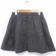 キャシャレル cacharel スカート フレア ミニ ウール 無地 シンプル 36 グレー /FT2