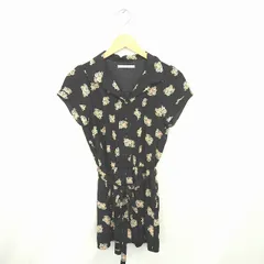 ダズリン dazzlin オールインワン パンツ キュロット 花柄 ひざ丈 ハーフボタン 半袖 S 黒 ブラック /TT6