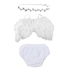 【在庫処分】衣装 ハーフバースデー 寝相アート 可愛い 百日祝いセット 3点セット 写真 天使の羽 小道具