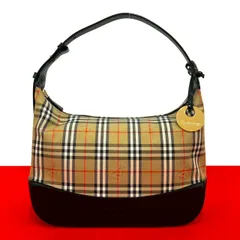 極 美品 Burberrys バーバリーズ ノバチェック キャンバス レザー 本革 ハンドバッグ ワンショルダーバッグ ベージュ ブラック 04827