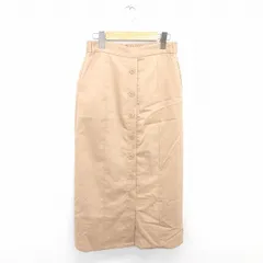 riche glamour スカート タイト ロング ボタン装飾 無地 シンプル M 茶 ベージュ /TT8