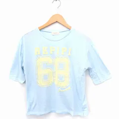 repipi ar mario Tシャツ カットソー ロゴ プリント 丸首 半袖 S ライトブルー /FT16