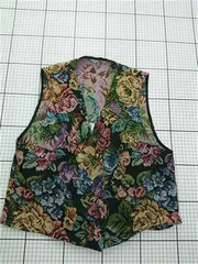 ◇ Θ クティール kutir 花柄ベスト ジャガード織り フラワー 総柄 Fサイズ メンズ E  【1603090022991】